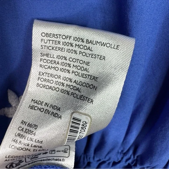 Anthropologie Somerset Embroidered Maxi Tiered Dress Blue White 1X Eyelet - Picture 11 of 15